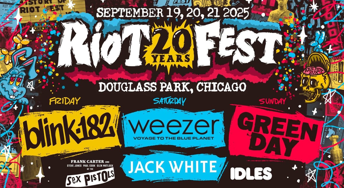 Riot Fest's 20-year anniversary lineup drops with Blink-182, Weezer, and Greenday
