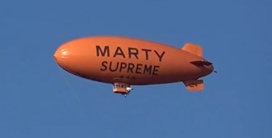 Timothée Chalamet's Camp Flog Gnaw 'Marty Supreme' blimp dream comes true