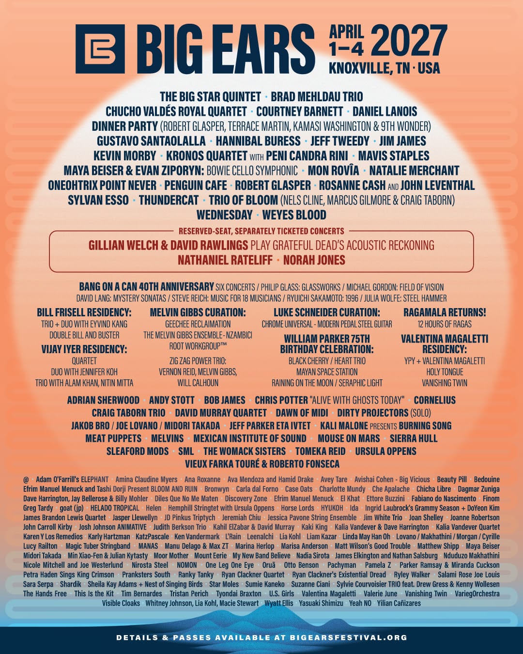 Big Ears 2027 lineup: Jeff Tweedy, Weyes Blood, Knoxville Symphony Orchestra playing Bowie's 'Blackstar,' and a Melvin Gibbs curation