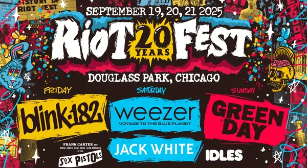 Riot Fest's 20-year anniversary lineup drops with Blink-182, Weezer, and Greenday