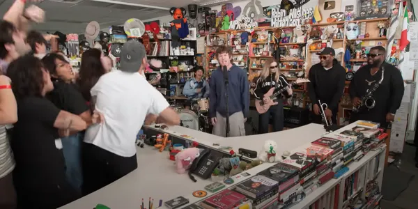 Turnstile’s Brendan Yates pulls off the first-ever stage dive at NPR’s Tiny Desk